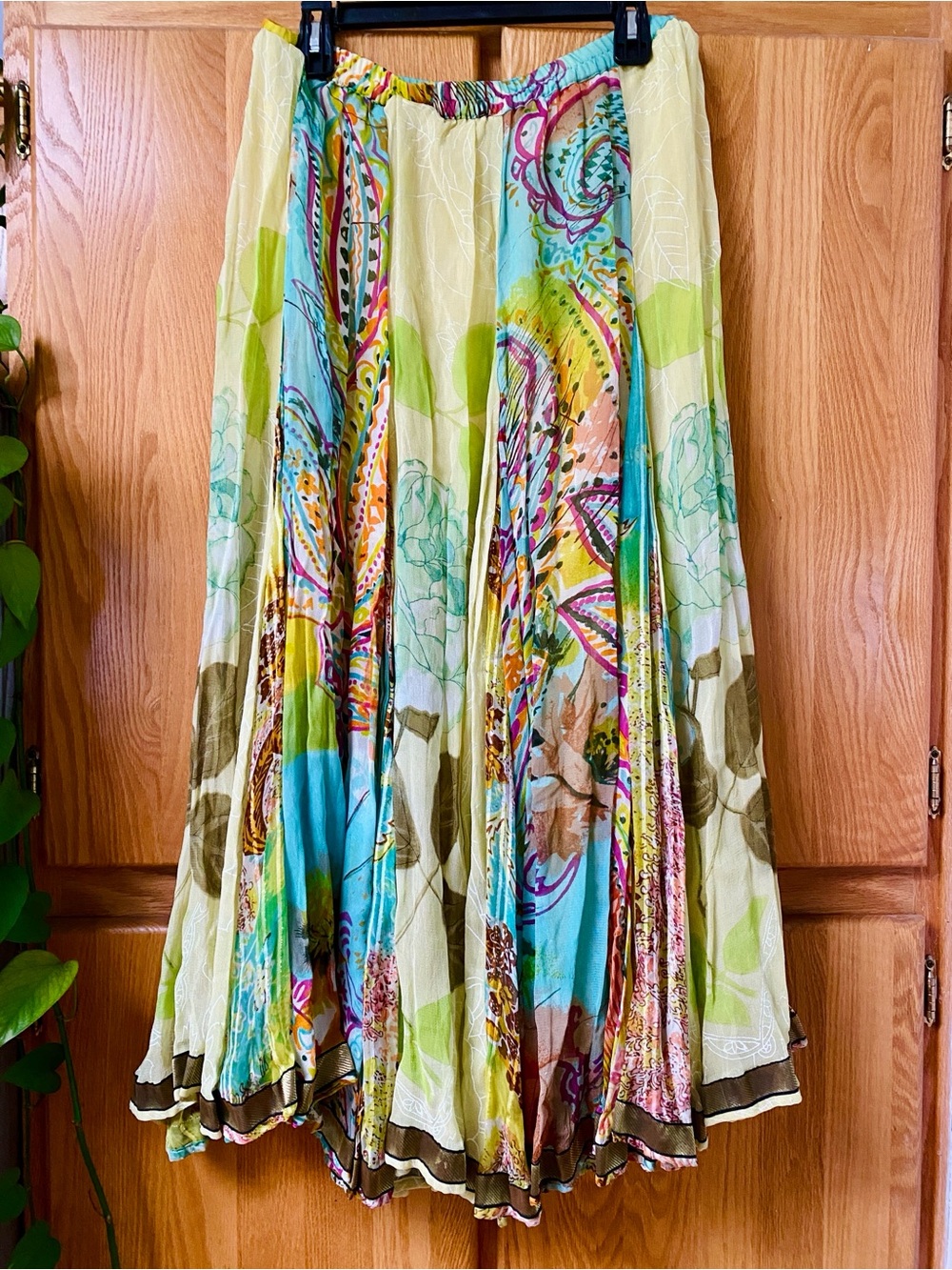 Soft Surroundings Boho Floral Colorful Vibrant Festival Lined Maxi Skirt